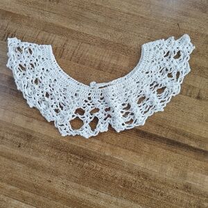 Hand Made White Crochet Beaded Collar Vintage